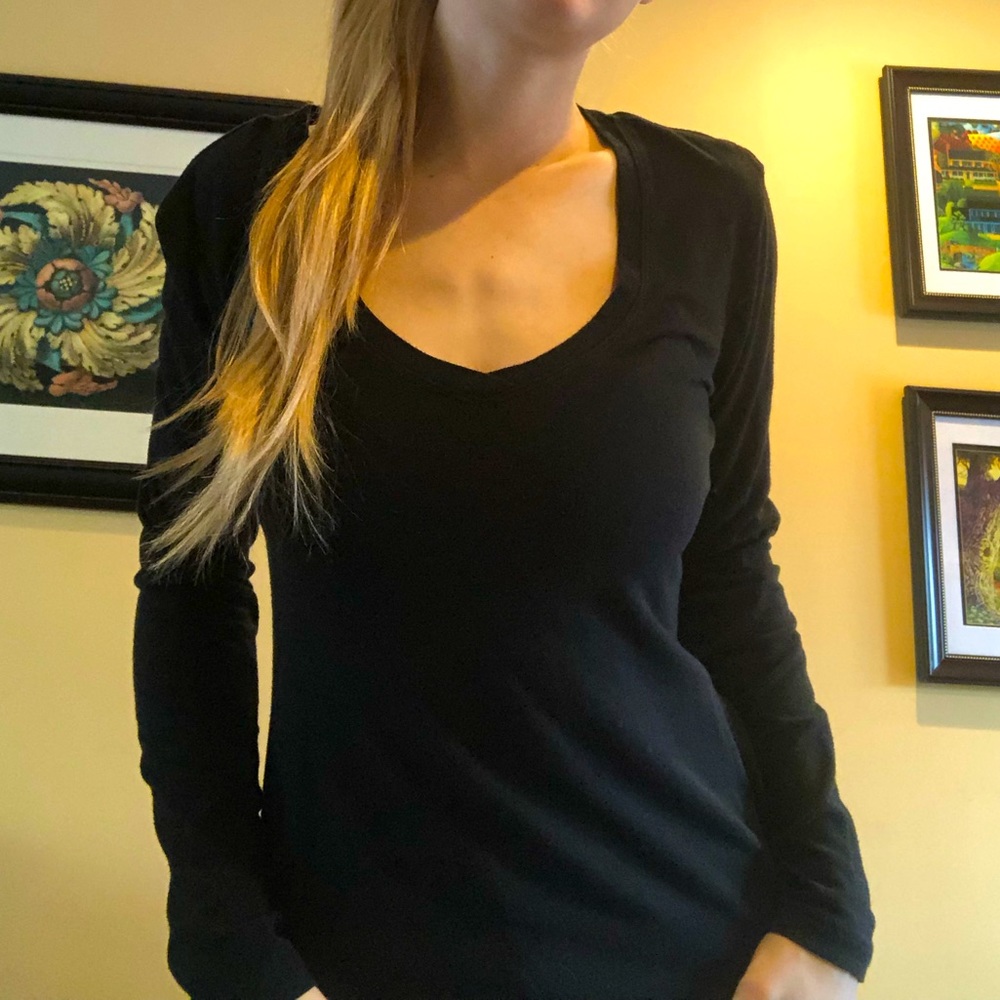 2 Basic Long Sleeve Black Tops Gap & Banana Republic